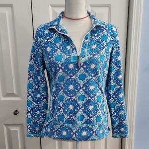 Talbots Blue and White Patterned Women's Sweatshirt